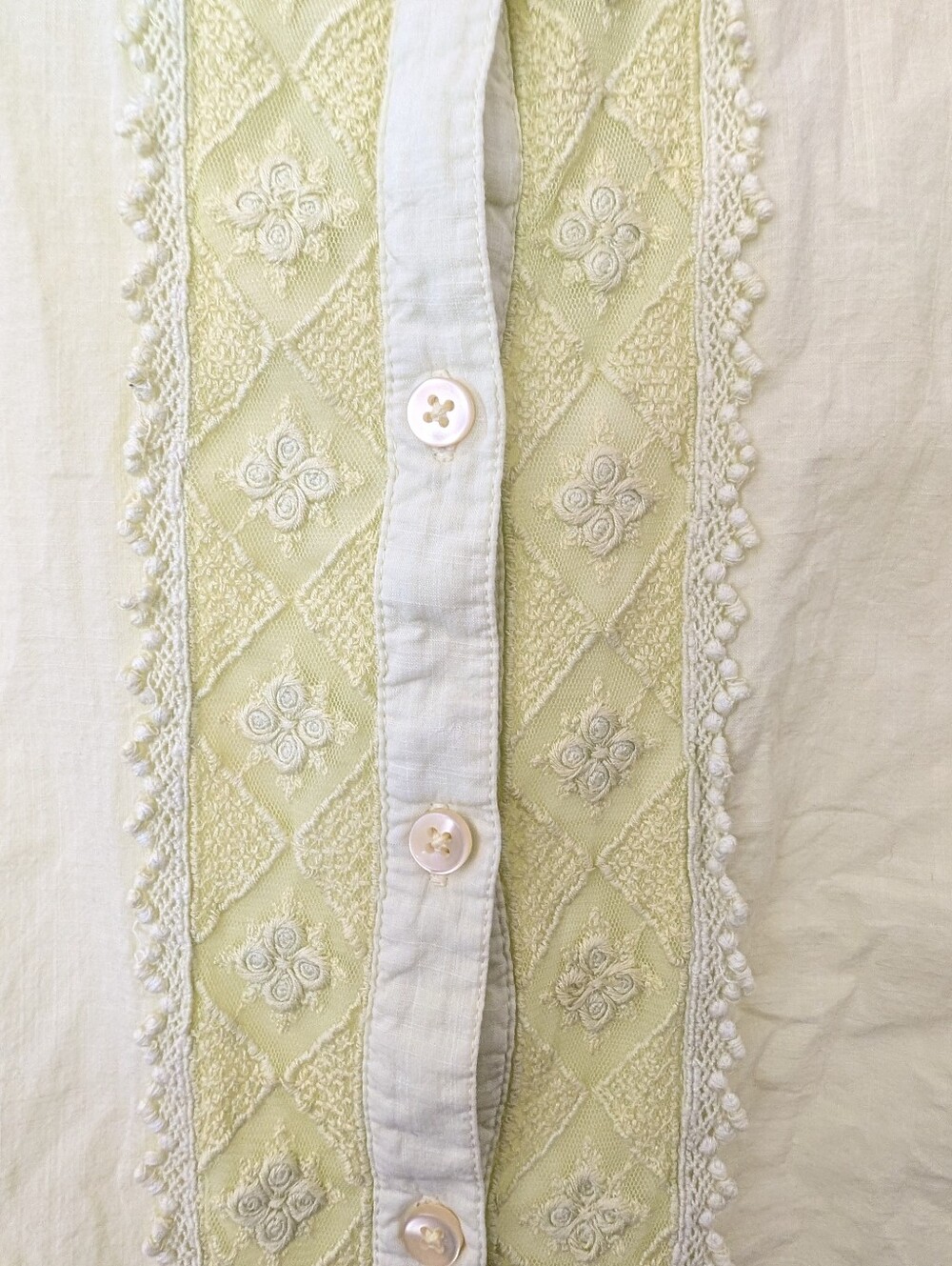 Anthropologie Sleeveless Lace Button Up Shirt Green Chartreuse Women's XL - Picture 4 of 6